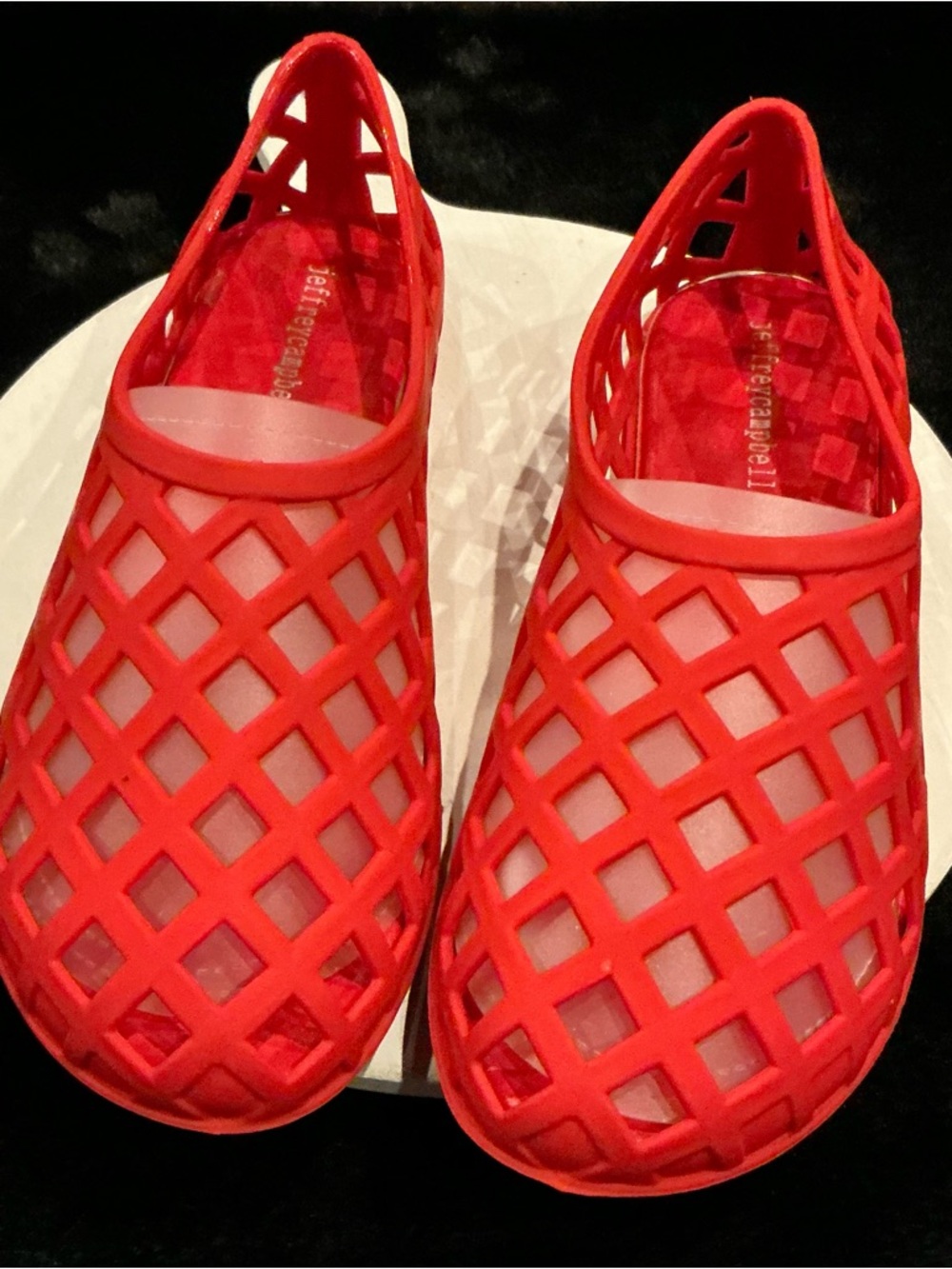 Jeffrey Campbell Bright Red Jelly Lattice Clog Mules Jellz Size 8